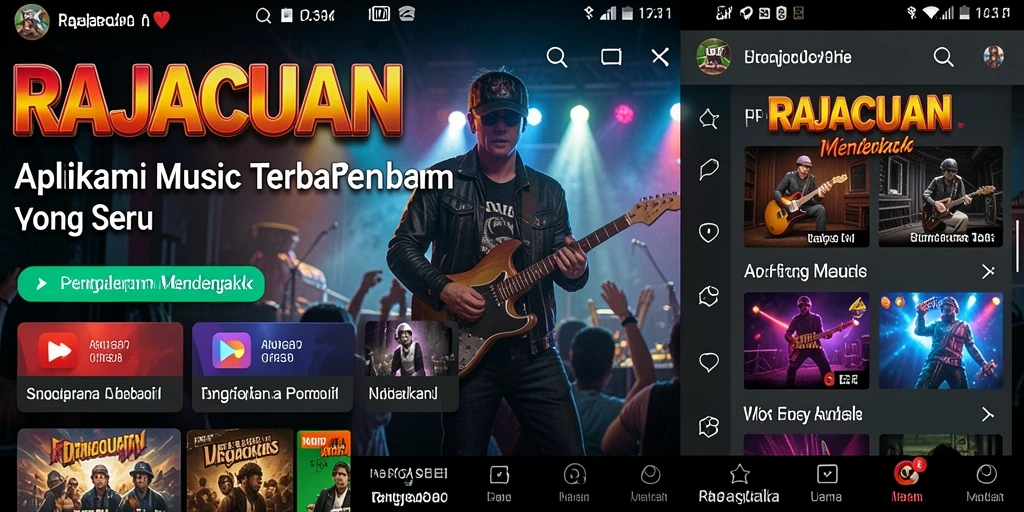Tampilan gameplay RAJACUAN menunjukkan pengalaman mendengarkan musik yang menyenangkan.