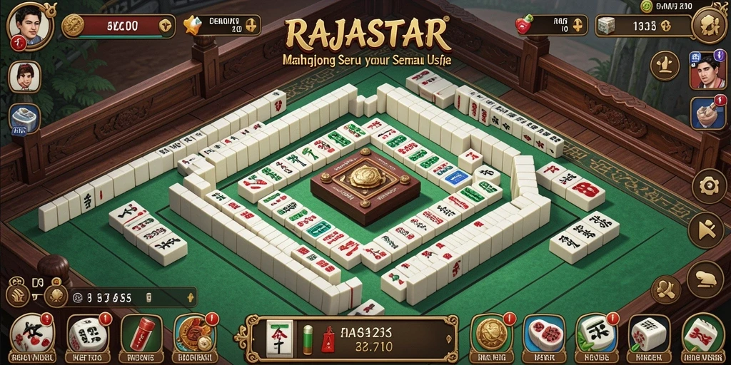 Screenshot utama RAJASTAR menunjukkan gameplay Mahjong yang menarik.