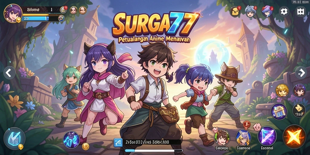 Gameplay menarik dalam SURGA77 dengan karakter anime yang ikonik.